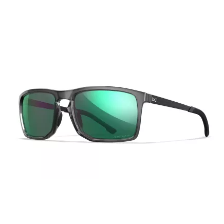 Wiley X WX AXE Captivate Polarised Green Mirror Lens / Gloss Crystal Grey Frame