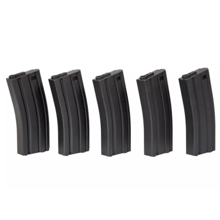 Set of 5 Mid-Cap 120 BB Magazines for M4/M16 Replicas - Black