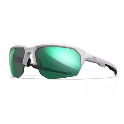Wiley X WX JAKL Captivate Polarised Green Mirror Lens / Polished White Frame
