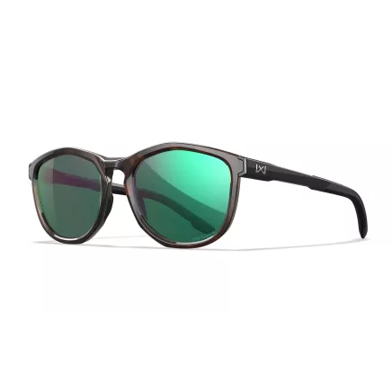Wiley X WX BRAVO CAPTIVATE Polarised Green Mirror lens, Gloss Tortoise / Gloss Black frame