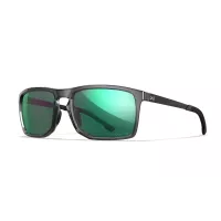 Wiley X WX AXE Captivate Polarised Green Mirror Lens / Gloss Crystal Grey Frame