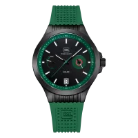 Glock Precision Black Steel Case / Green Silicone Strap Watch GW-19-4-22