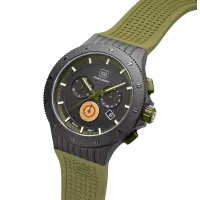Glock Precision Limited Edition Black Titanium Case / Green Silicone & Black Mesh Strap Watch GW-27-1-24