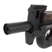 Laylax Carbon Fiber Suppressor on Krytac P90 airsoft rifle