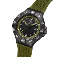 Glock Precision Tritium / Black Steel Case / Green Silicone Strap Watch GW-15-4-22