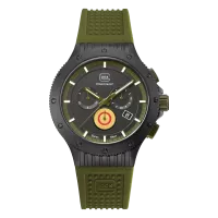 Glock Precision Limited Edition Black Titanium Case / Green Silicone & Black Mesh Strap Watch GW-27-1-24