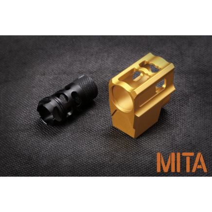 M.I.T. Airsoft T-Style Comp 14mm CCW - Gold/Black