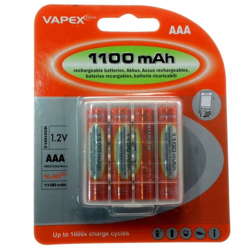 Rechargeable Ni-MH AAA Battery 4 Pack 1100mAh